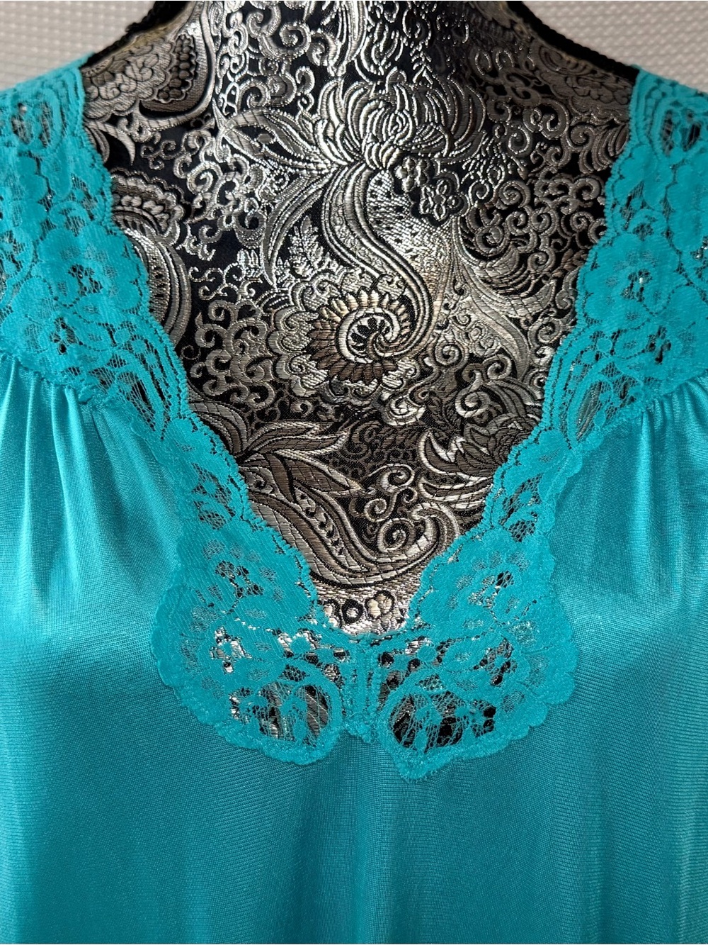 Vanity Fair Vintage Turquoise Satin Chemise Slip